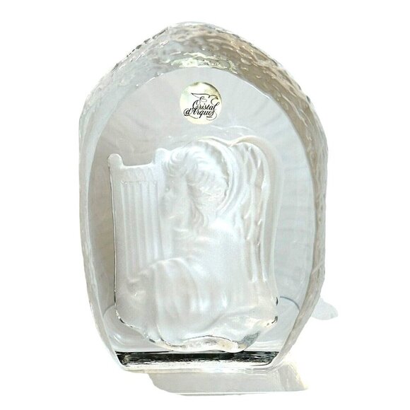 French Cristal d'Arques Angel w/Harp 24% Lead Crystal NIB Decor Elegant - Picture 2 of 6